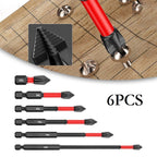 Set of 6 Heavy Duty PH2 Magnetic Drill Bits for Cross Screwdriver