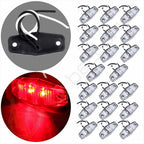 Pack of 20 Mini 2.5" Clear/Red Clearance Light Side Marker