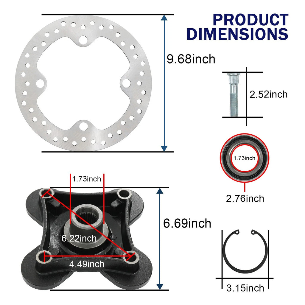 Set of 2 Wheel Hub Rotors with Studs for Polaris RZR XP 1000 RZR S (2014–2022)