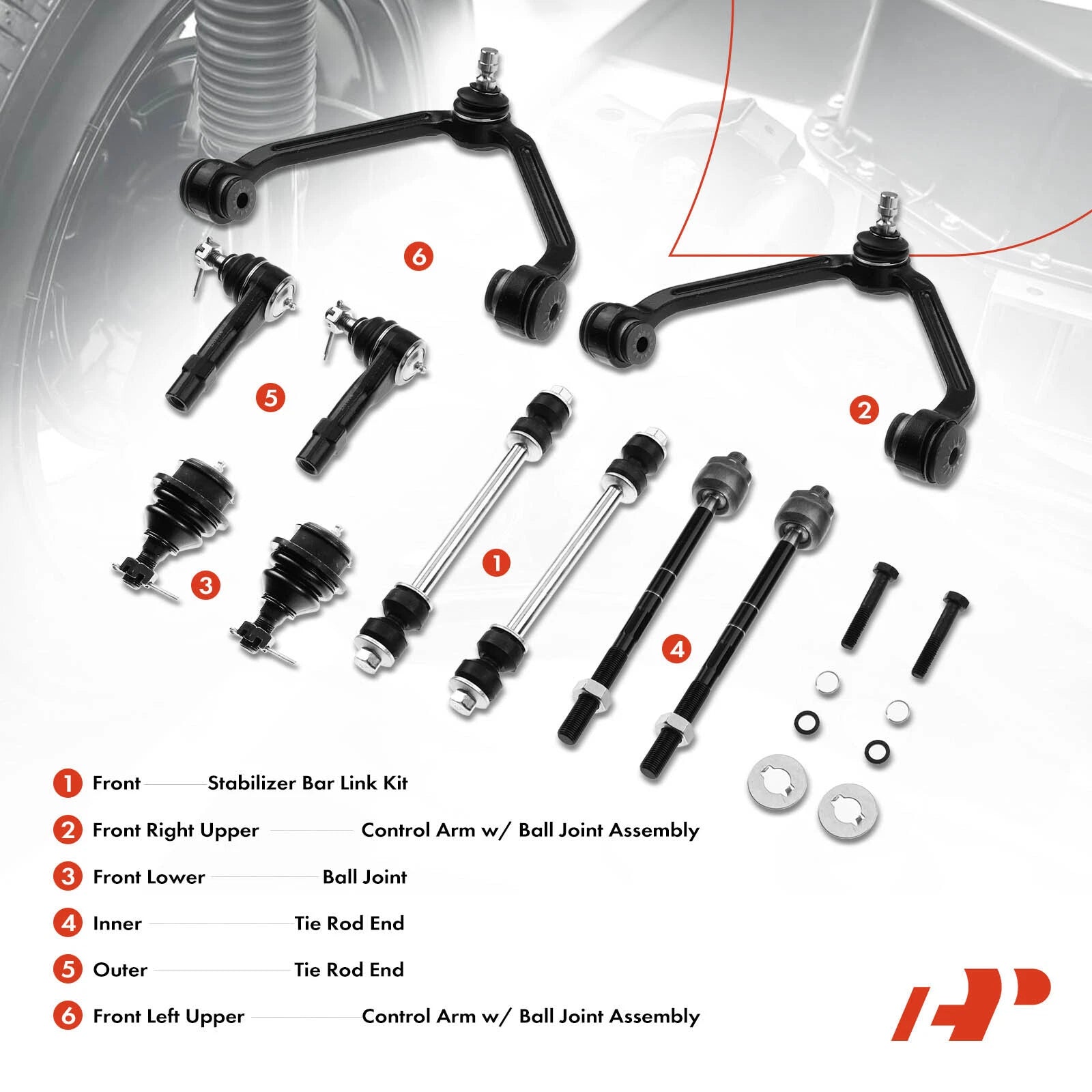 10x Front Control Arm Sway Bar Link Tie Rod for Ford Explorer Ranger (2001-2010)