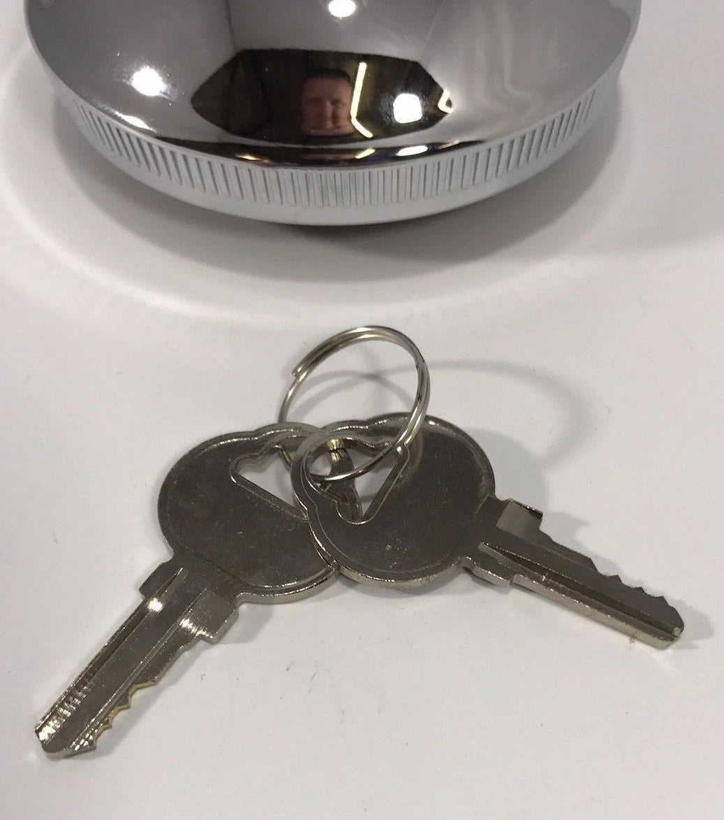 Chrome Locking Gas Cap with Keys for GM Cars and Trucks (1938–1971)
