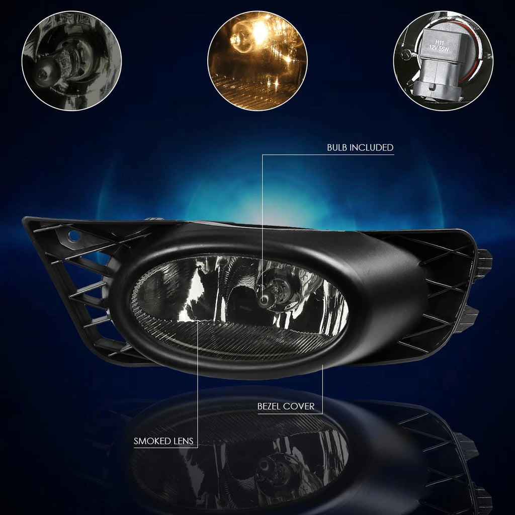 Fog Lights for Honda Civic 4Dr (2009–2011) OE Style Smoke Lens + Switch