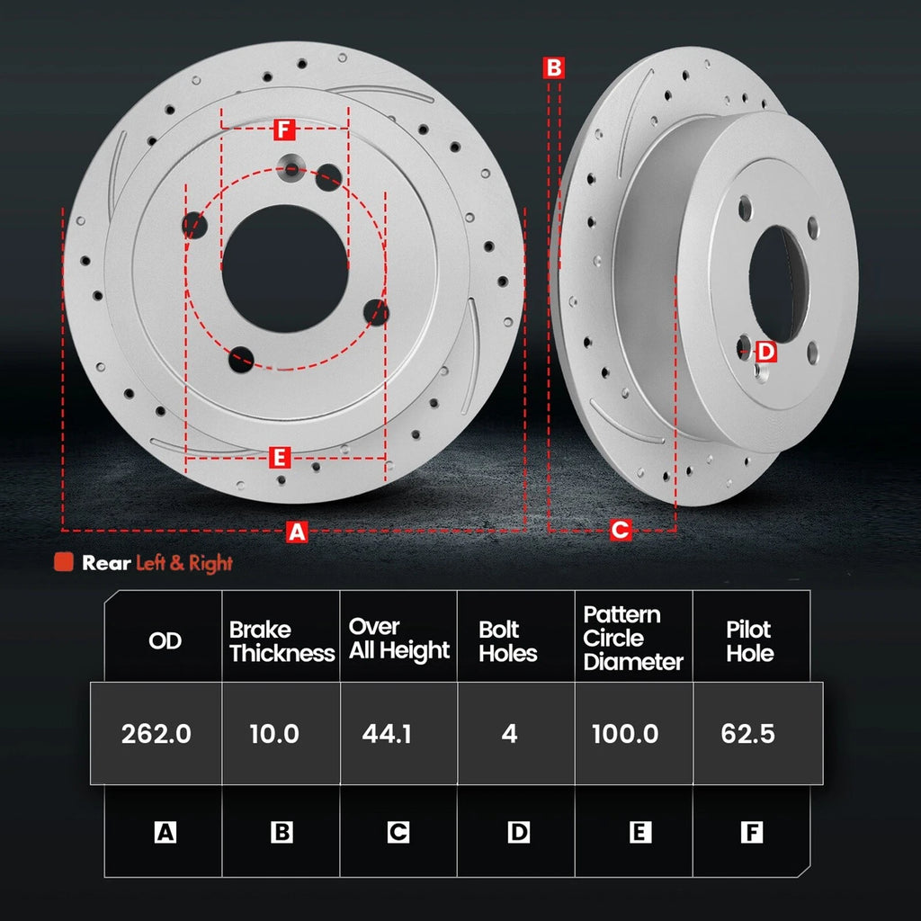 Rear Drilled Rotors & Ceramic Brake Pads for Hyundai Accent (2012–2022)