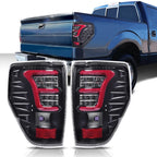 LED Tube Tail Lights for Ford F-150 (2009–2014) Red/Black Brake Lamps Assembly