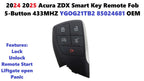 Smart Key Remote Fob for Acura ZDX (2024–2025) 5-Button 433MHZ YGOG21TB2 85024681
