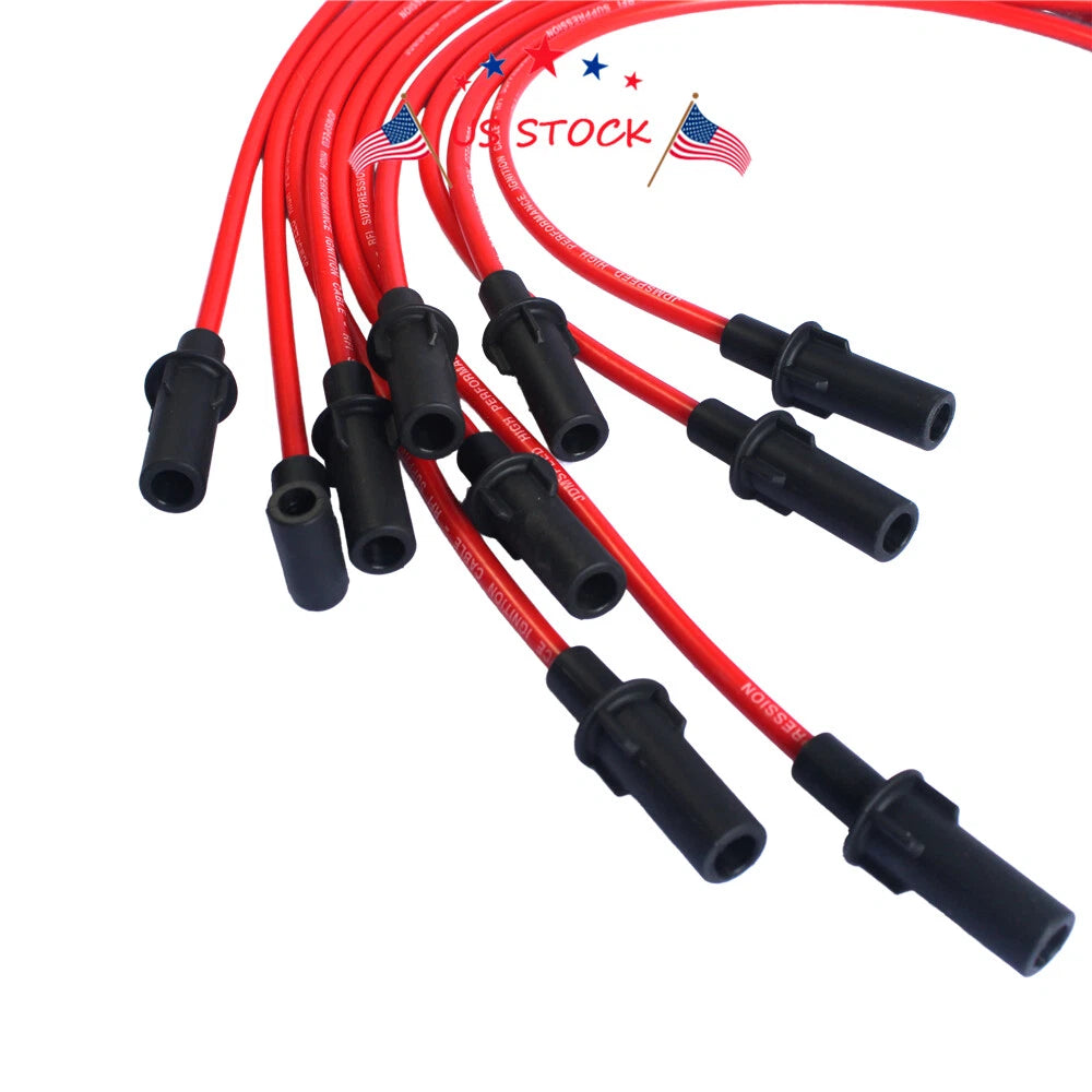 Set of 8 Red Spark Plug Wires for Dodge 1500 2500 3500 (1990-2003)