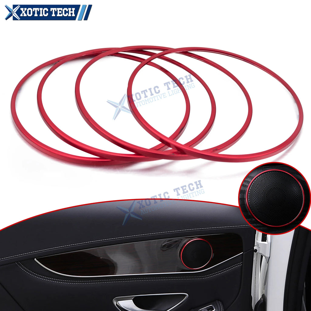 4pcs Red Aluminum Door Stereo Speaker Cover Circle for Benz C-Class (2015–2021)