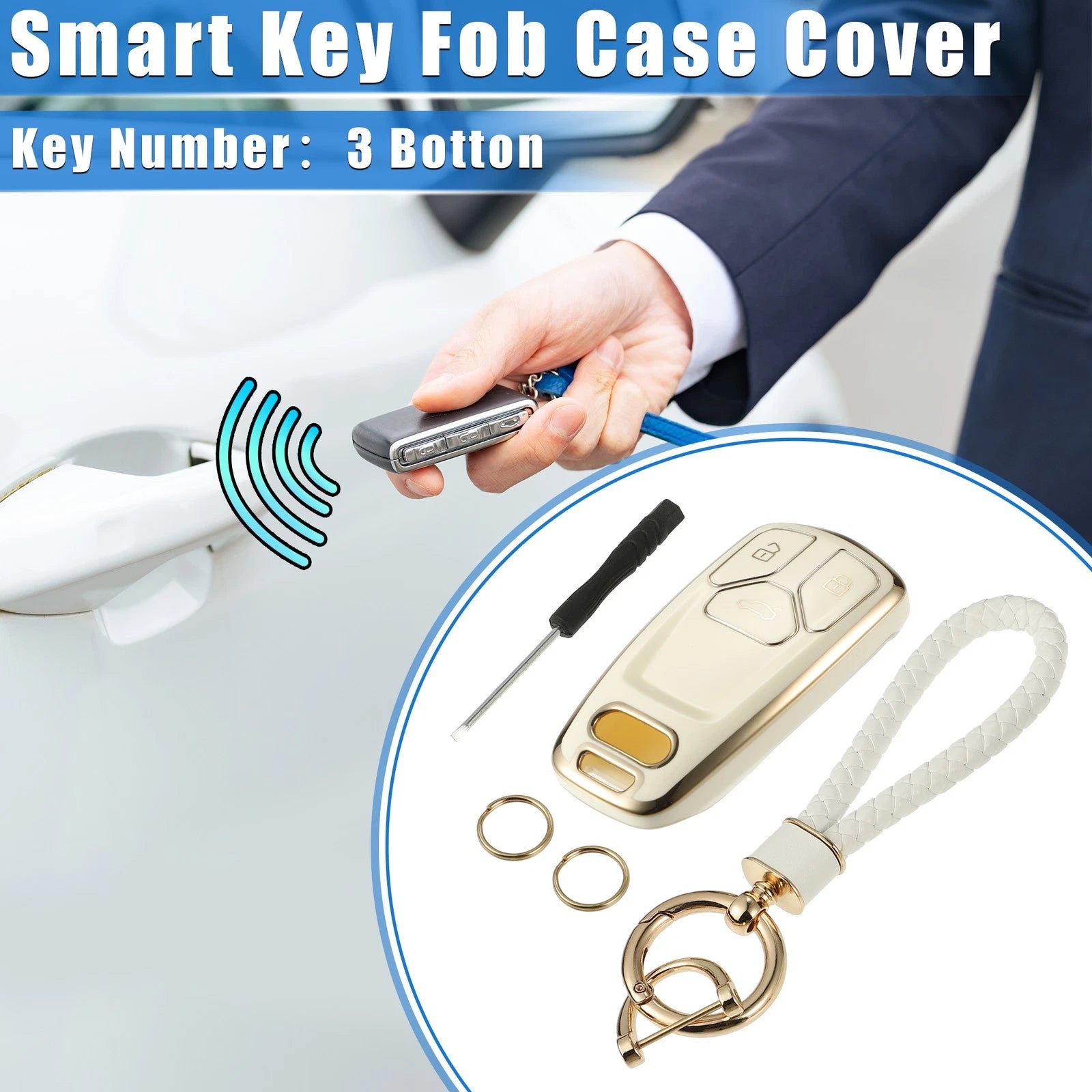 Set of 1 Key Fob Cover for Audi A5 Q5 S4 (2017–2020) - White