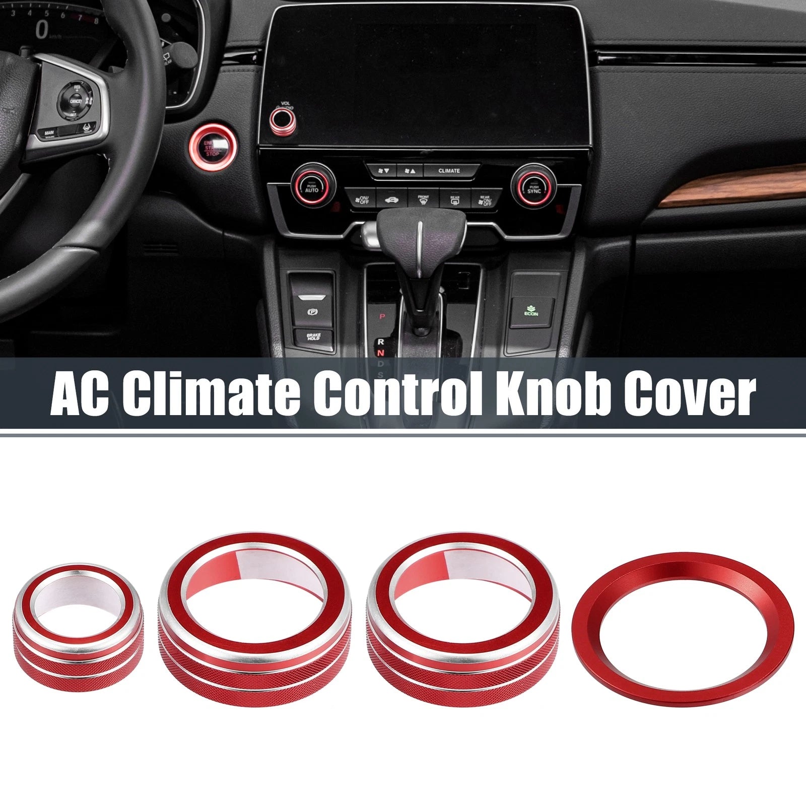 Set of 4 AC Knob Covers for Honda CR-V (2017–2021) Red
