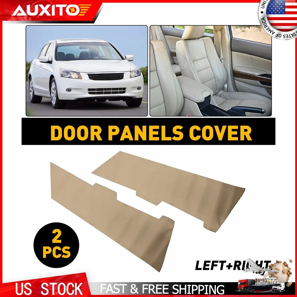 Leather Front Door Panel Covers for Honda Accord (2008–2012) Beige