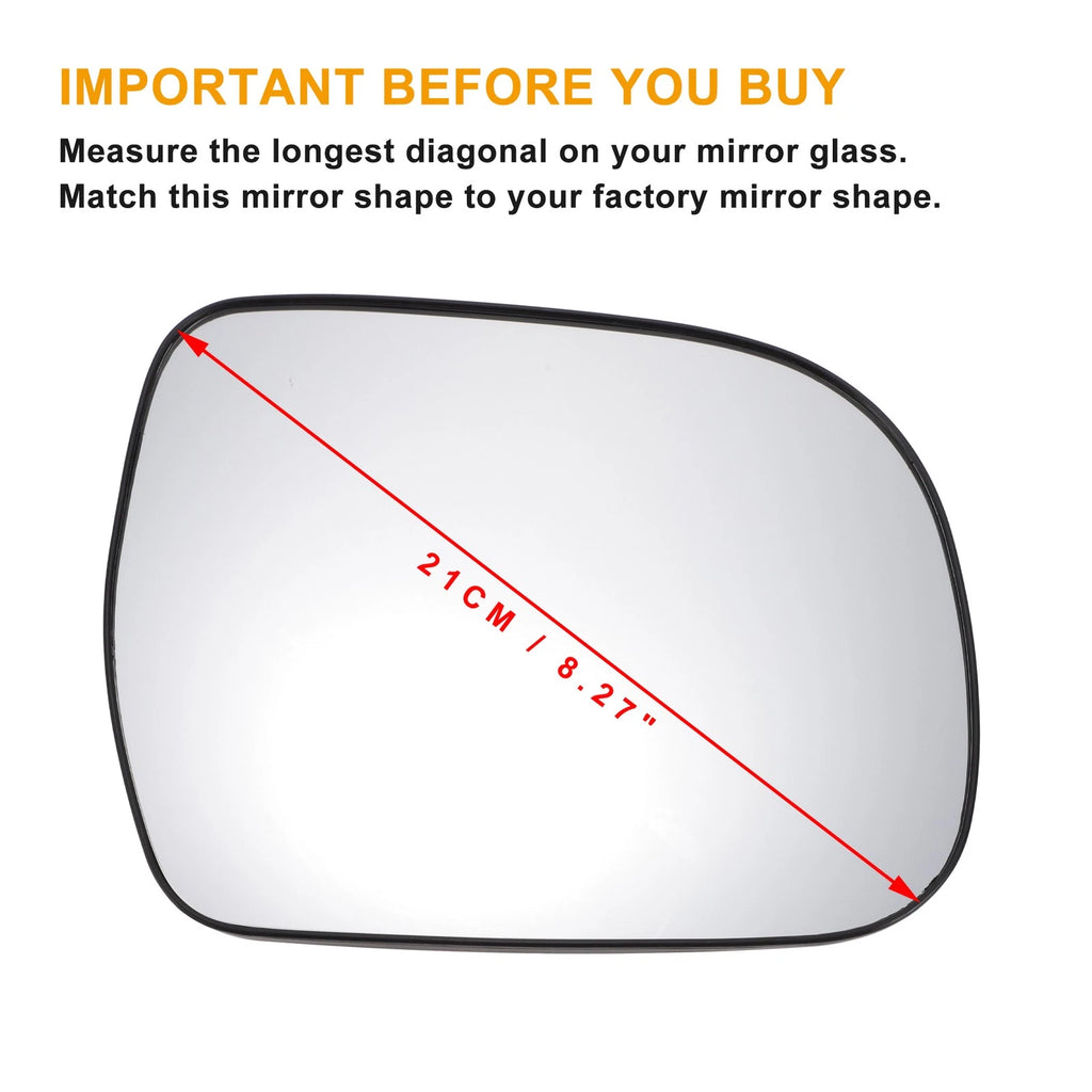 Right Side White Mirror Glass for Toyota Hilux (2004–2011)