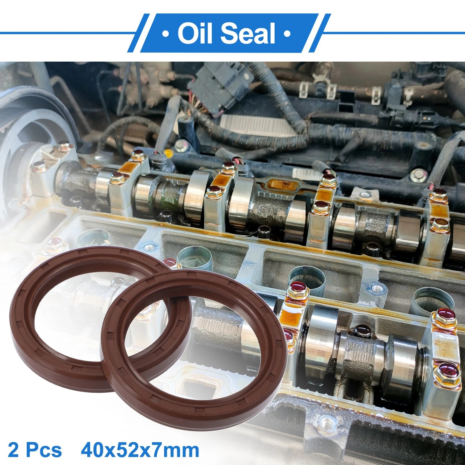 Set of 2 Oil Seal Rotary Shaft Seal FKM Rubber 40x52x7mm