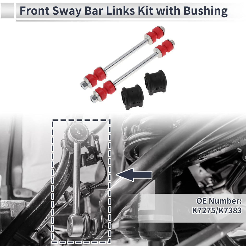 Set of 2 Front Stabilizer Bar Links with Bushings for Dodge Ram 1500 (No.K7275)