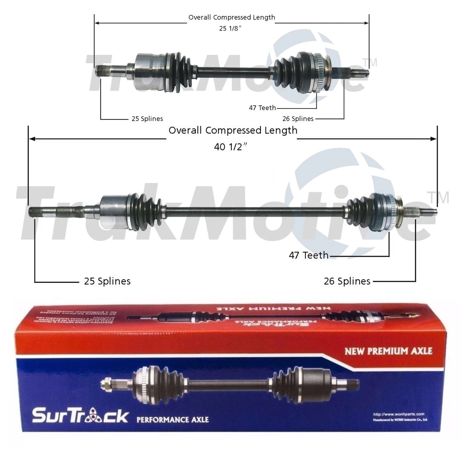 Set of 2 Front CV Axle Shafts for Chrysler Voyager Dodge Caravan (1996–2003)