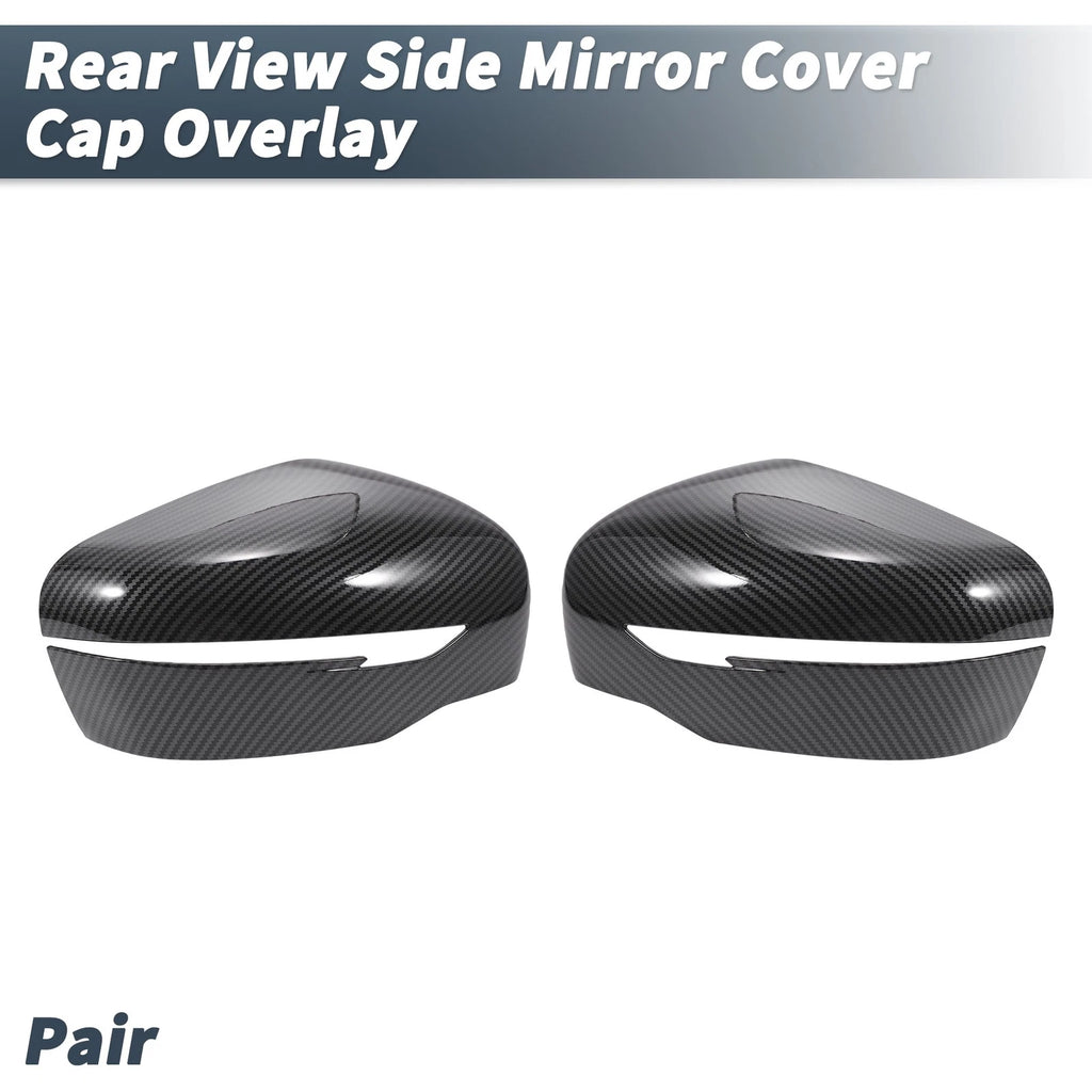 Pair Rearview Mirror Cover Overlay Black Carbon Fiber for Nissan Navara (2015–2023)