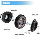Set of 1 AC Compressor Clutch Kit Pulley Coil for Chevrolet Tahoe (2000–2014)
