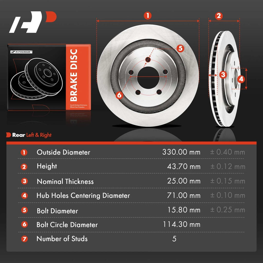 Rear Disc Brake Rotors for Ford Mustang (2015–2022)