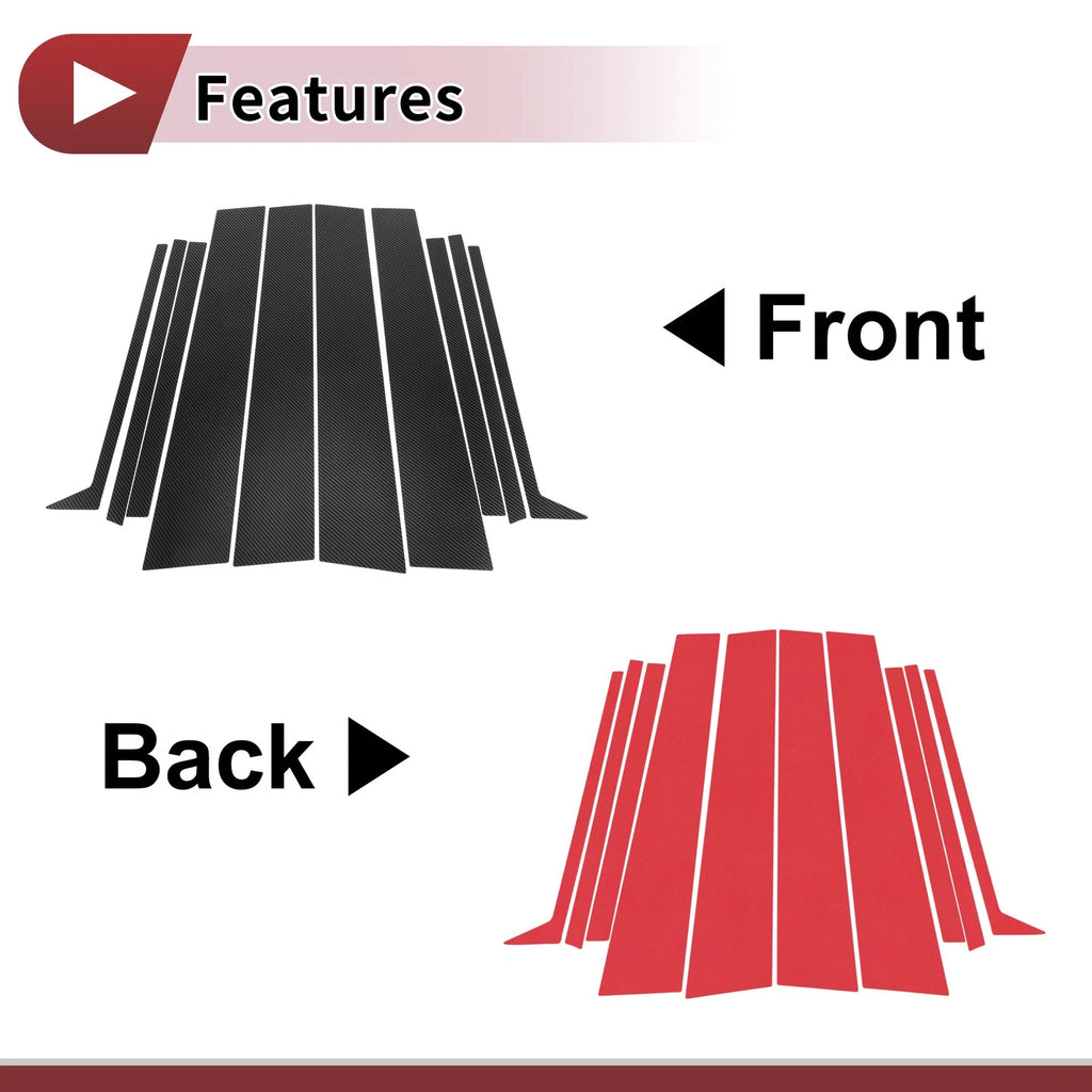 8 Pcs Car Door Pillar Window Trim for Toyota Prado (2024–2025) Carbon Fiber