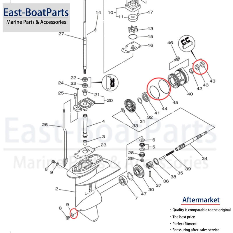 Gearcase Propeller Shaft Seal Kit for Yamaha Outboard (93210-74M68)