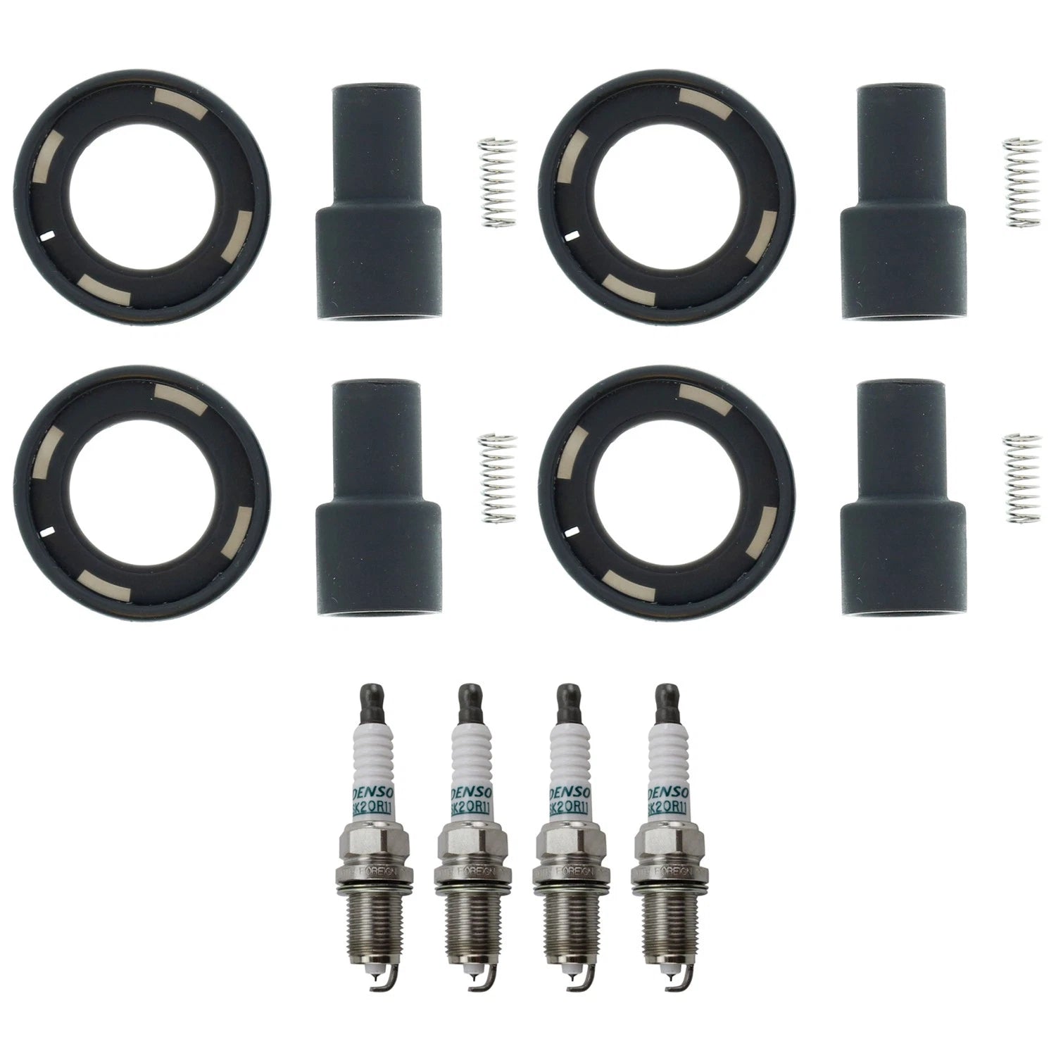 Set of 4 Denso Iridium Spark Plugs & Coil Boots for RAV4 Camry (2001–2006)