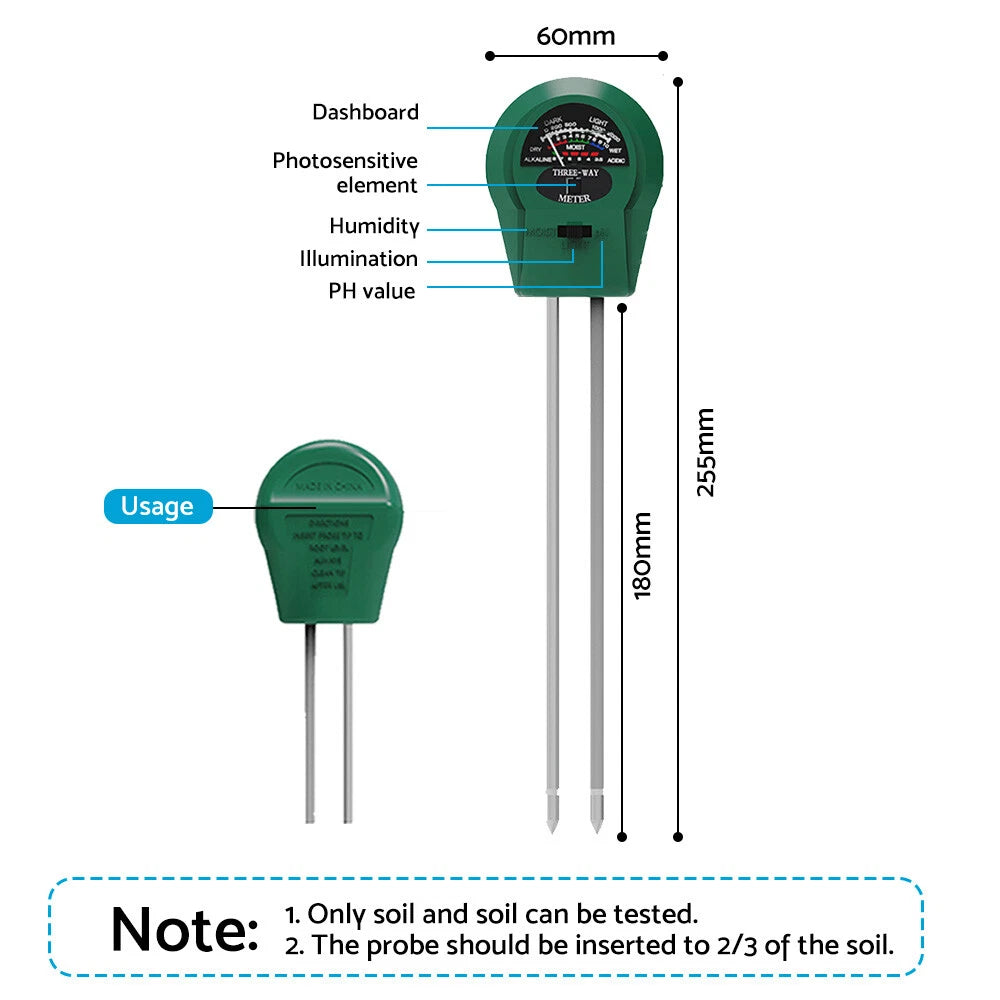 3-in-1 PH Meter TDS PPM Soil Tester for Home Garden Use