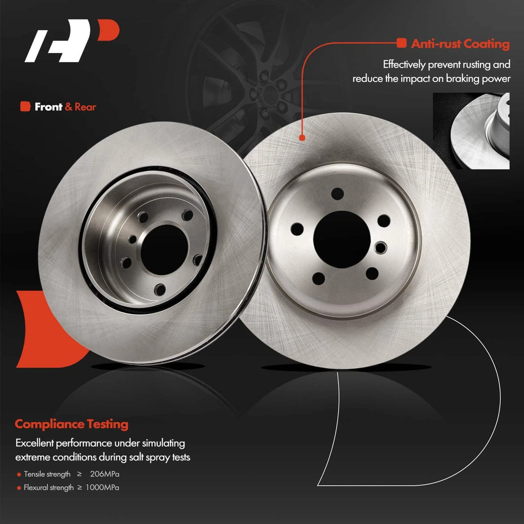 Front & Rear Disc Brake Rotors & Ceramic Pads for BMW 640i (2013–2017)