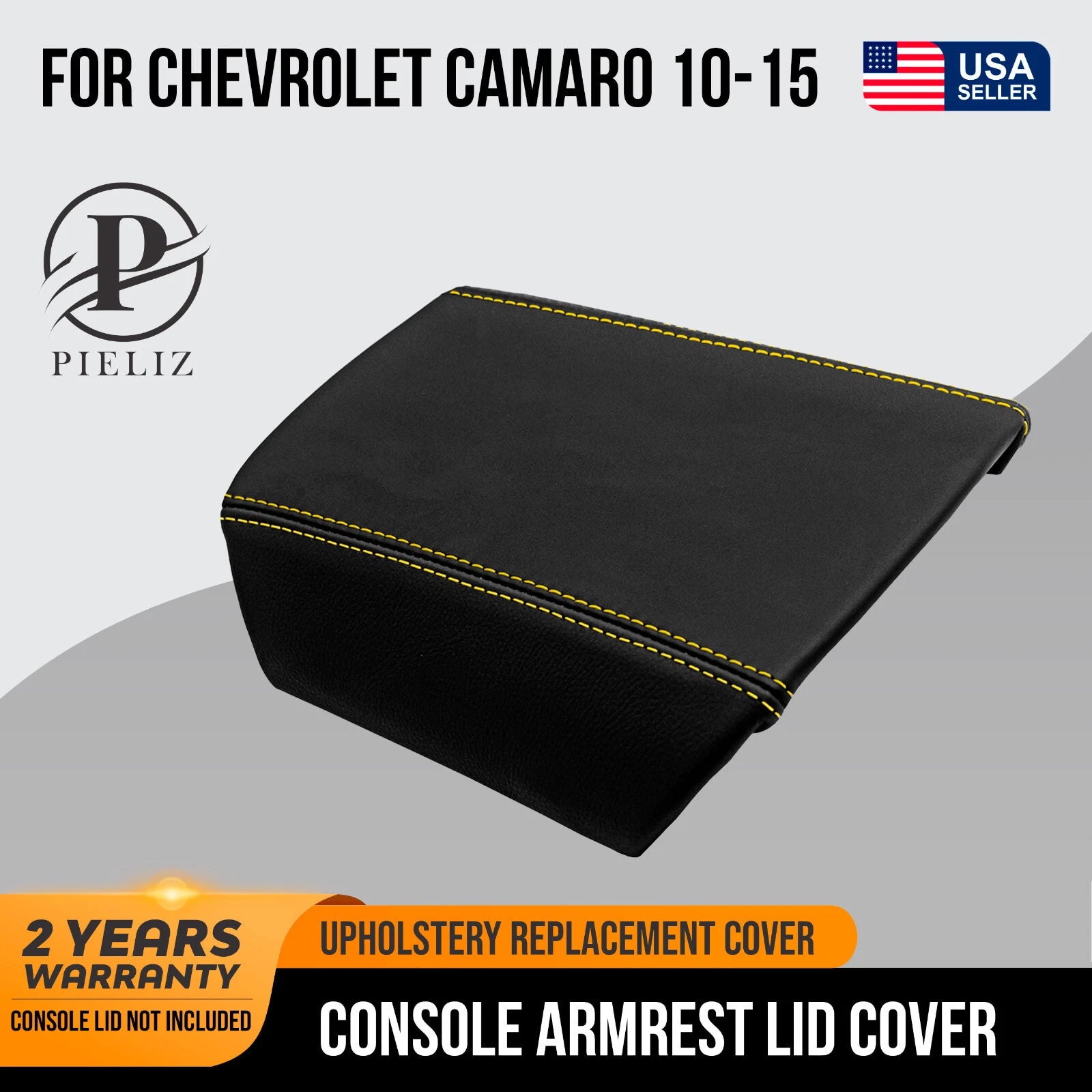 Center Console Armrest Cover for Camaro (2010–2015) Yellow Stitch