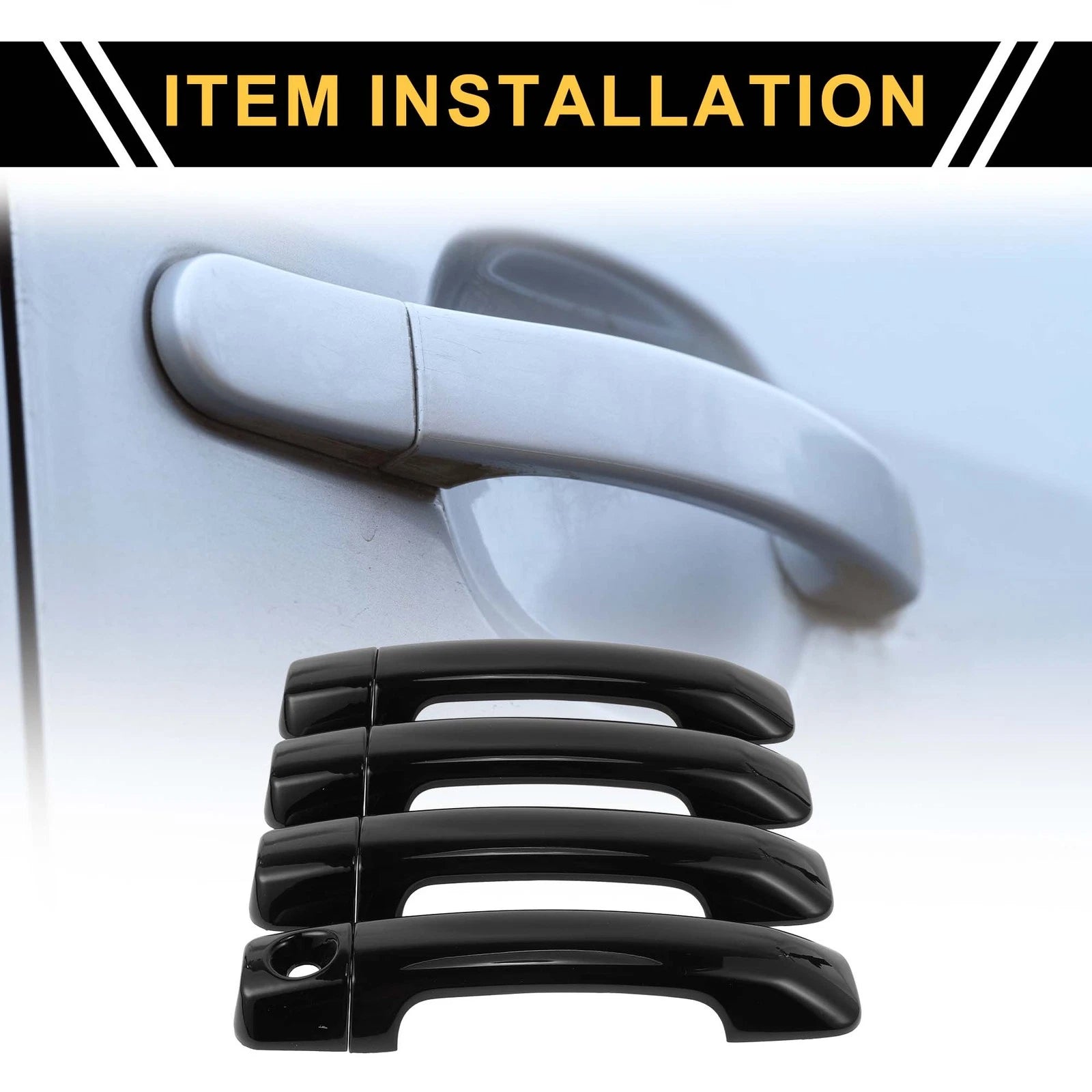 Set of 4 Door Handle Covers for Toyota Tundra (2007–2020) ABS Black