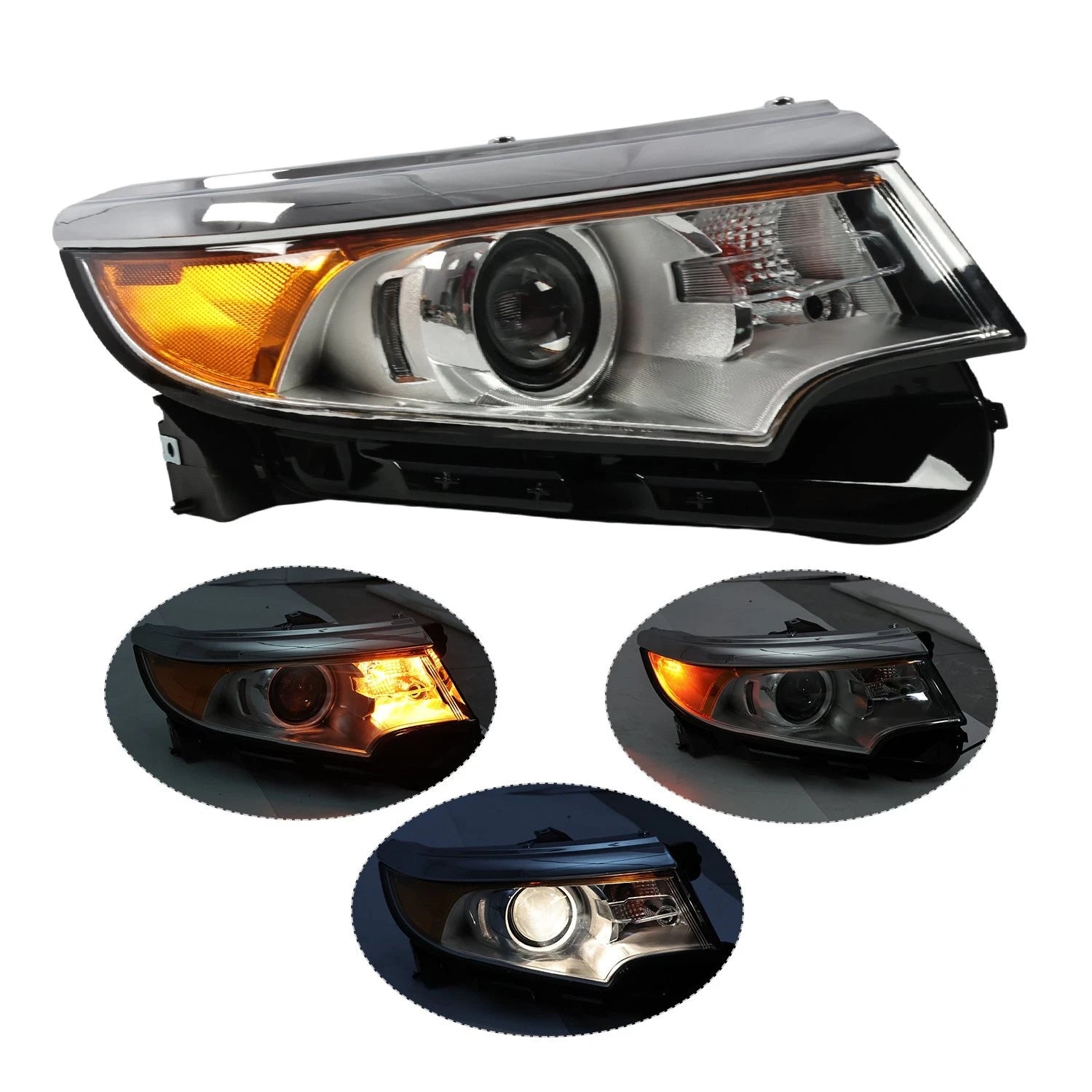 Set of 2 Halogen Headlight Assembly Lamps for Ford Edge (2011–2014)