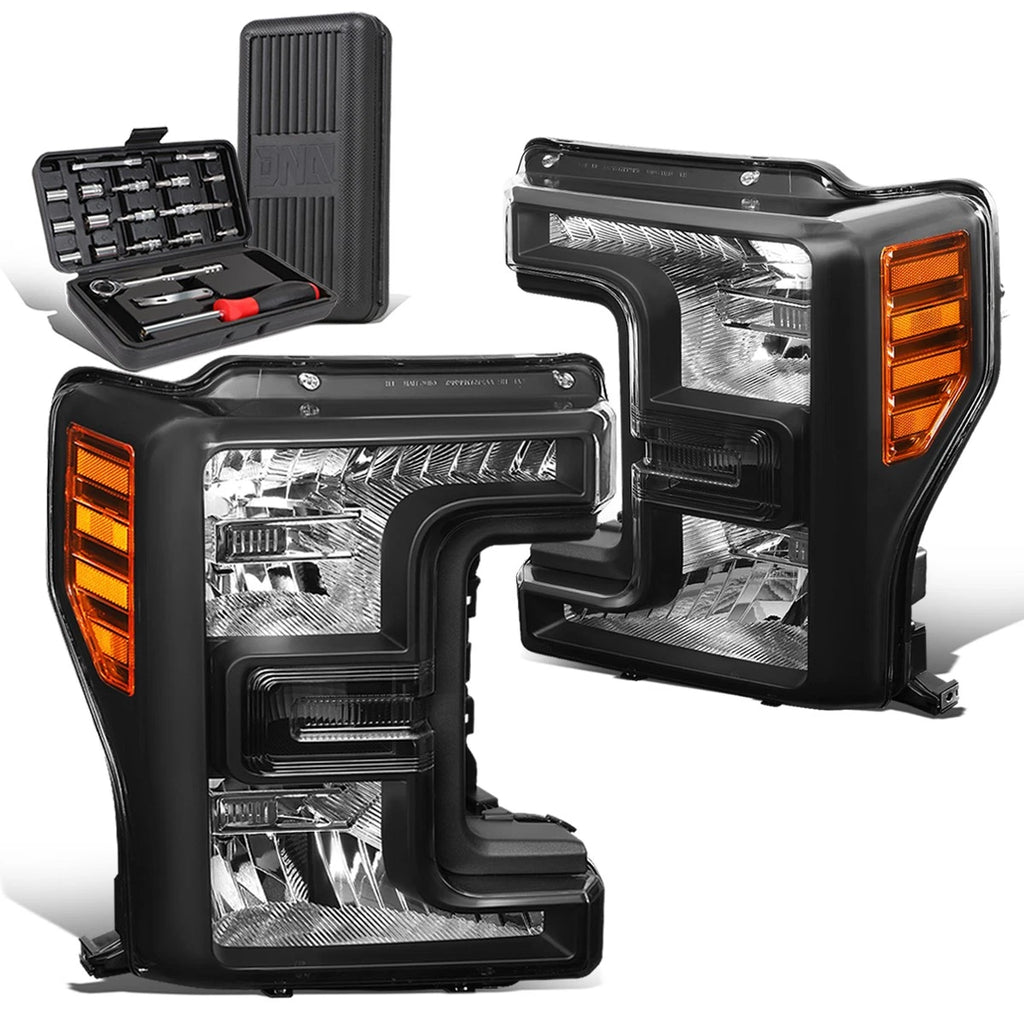 Pair of Black/Amber Corner Headlight Lamps for Ford Super Duty (2017–2019)