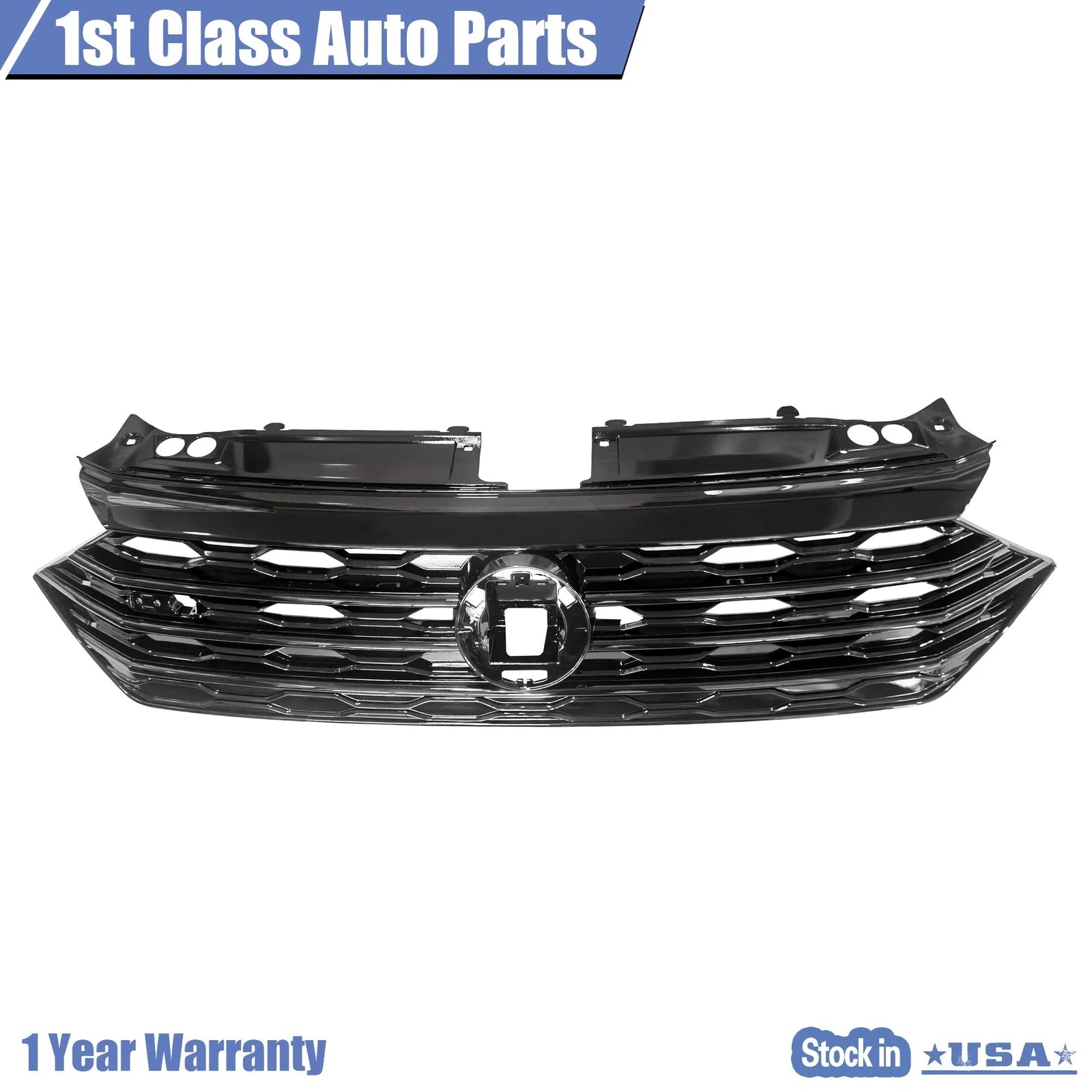 Front Bumper Grille for Volkswagen Jetta GLI (2019-2020) Glossy Black Trim