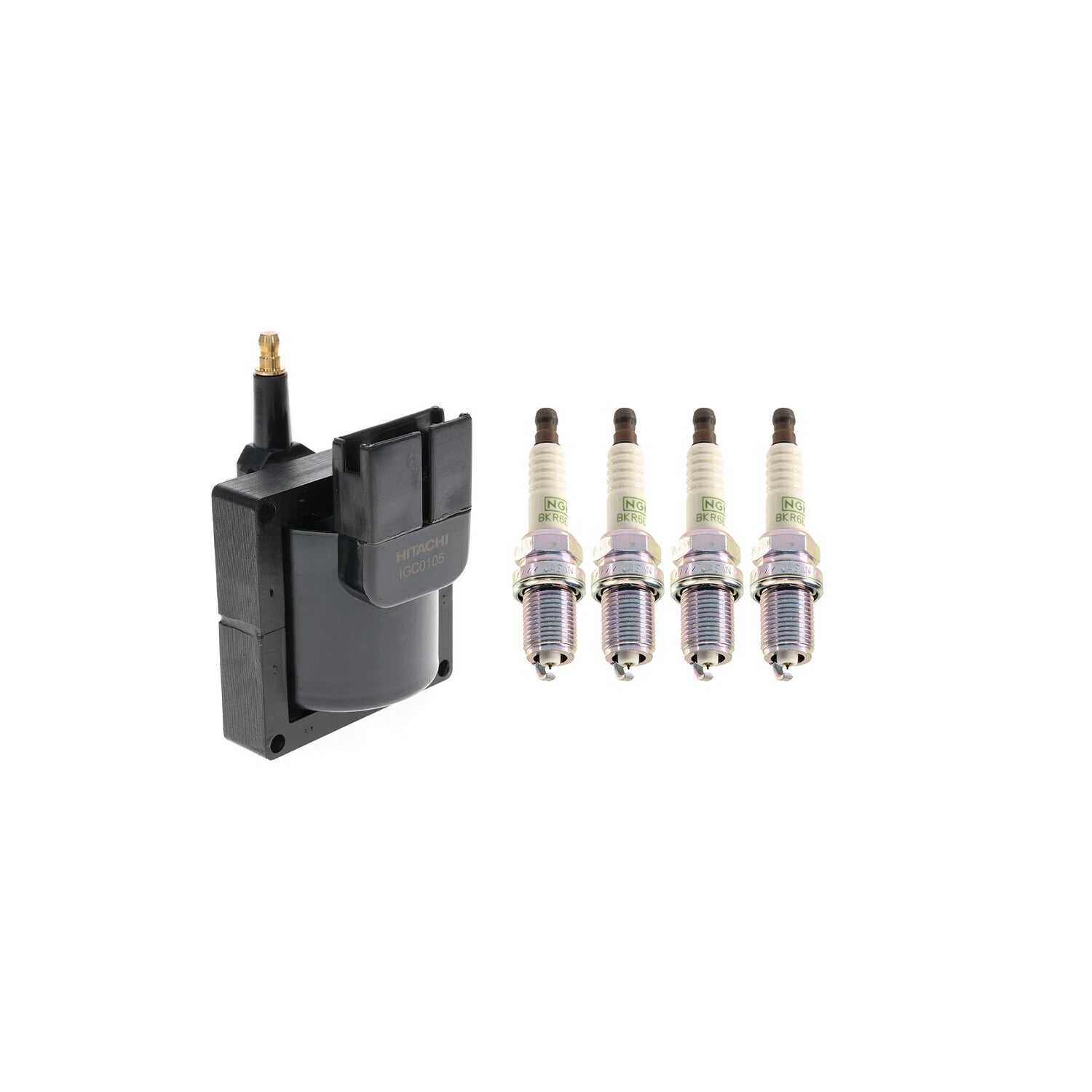Set of 4 Hitachi Ignition Coils & NGK G-Power Platinum Spark Plugs for Ford Probe (1989–1992)