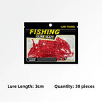 Soft Red Worm Bait Fishing Lure 3 cm 0.2 g with Fork-Tail Movement