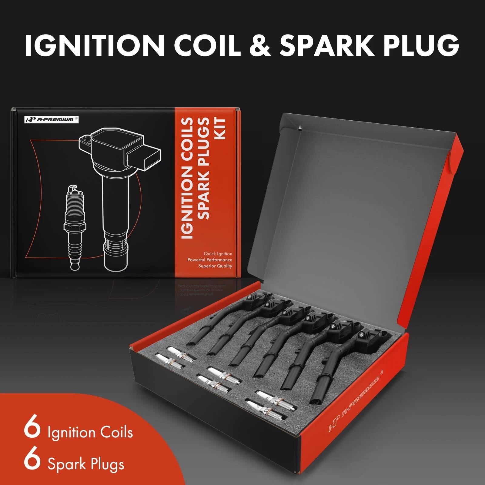 Set of 6 Ignition Coils & Iridium Spark Plugs for Mercedes-Benz E300 E350