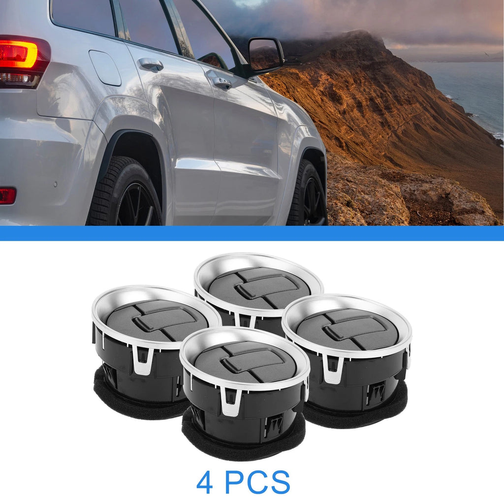 Set of 4 Center Dash A/C Outlets for Ford F150 LOBO (2009–2014) ABS Black Silver