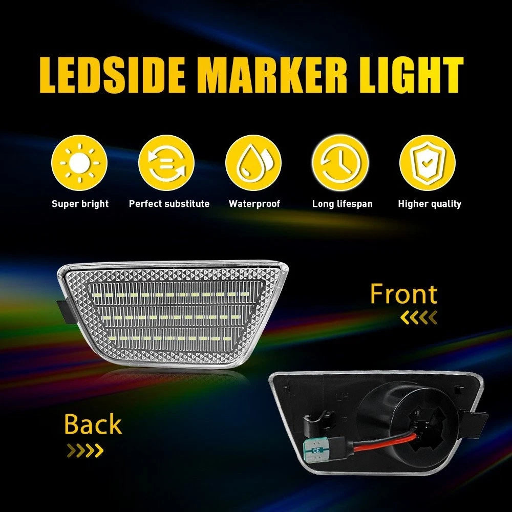 2X Clear Front Side LED Bumper Marker Lights for Chevrolet Cruze (2011–2015)