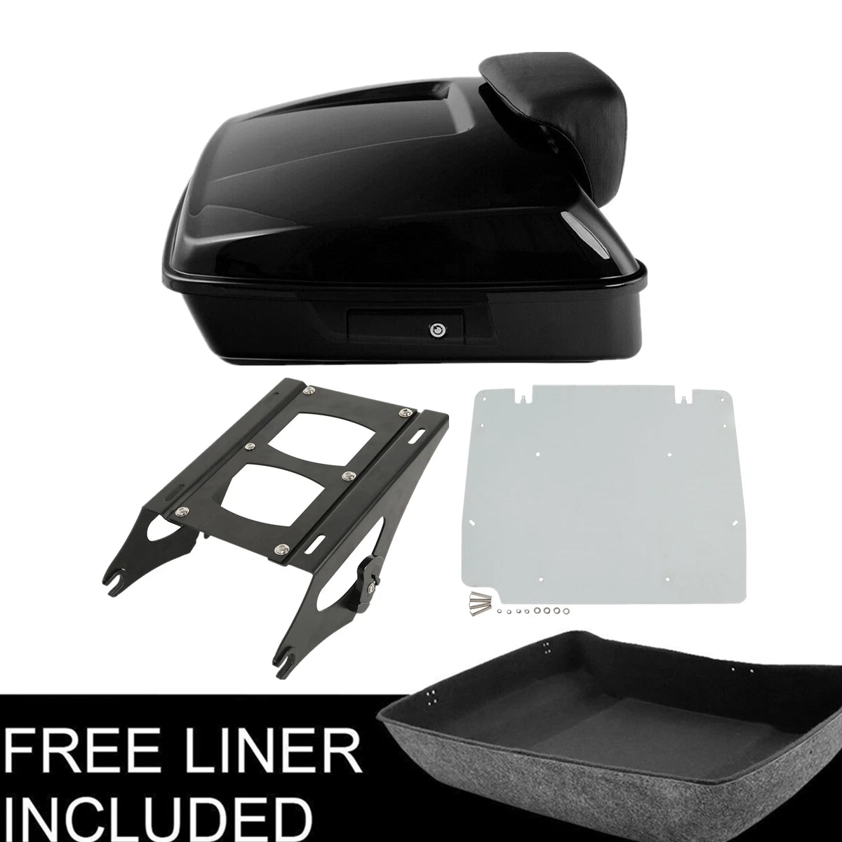 Chopped Trunk Plate Mount Rack for Harley Road Glide (2014–2026) Black