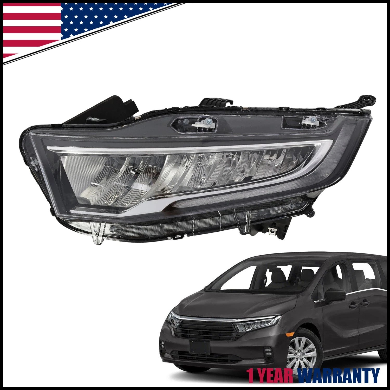 LED Headlights for Honda Odyssey (2021–2024) - Chrome Left Driver Side