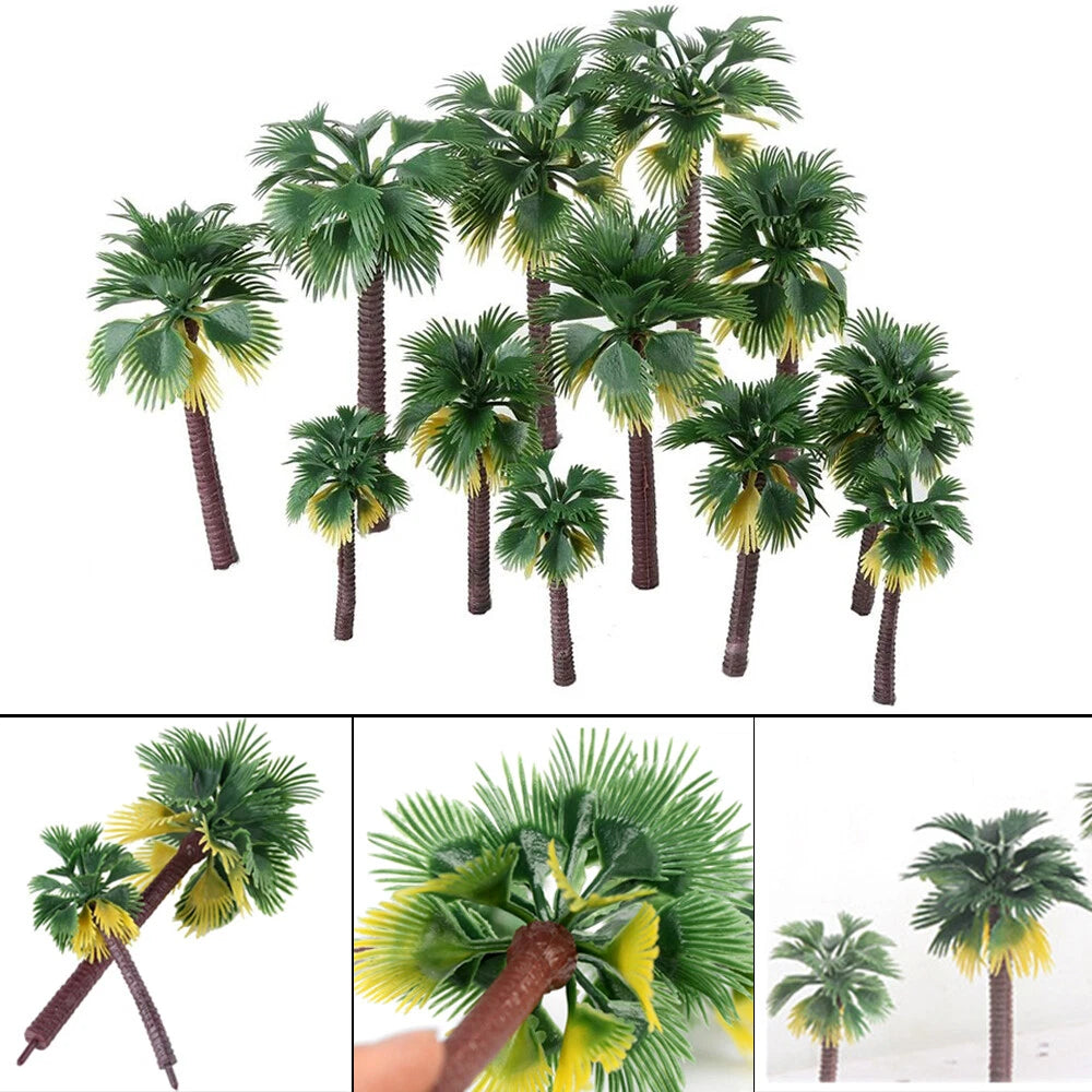 12pcs Coconut Palm Trees for HO O N Scale Scenery