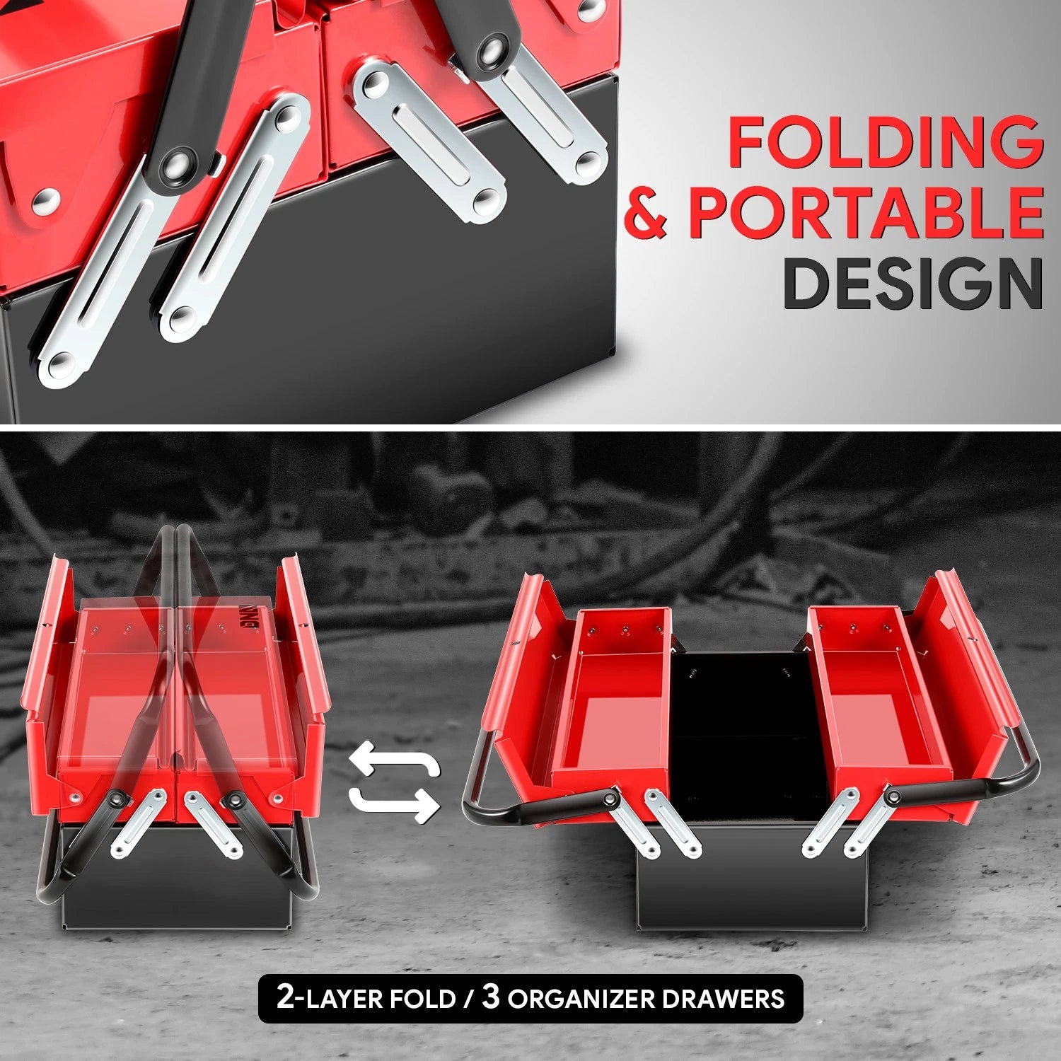 18" Tool Case Storage Organizer Cabinet with Drawers for Workshop
