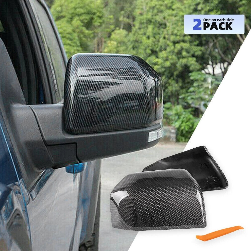 Carbon Fiber Rearview Mirror Cover Caps for Ford F150 (2015–2020)