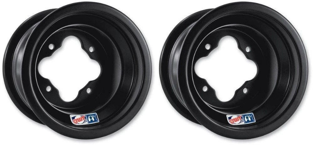 Set of 2 DWT Black A5 Rolled Lip Rear Wheels 10x10 4/115 for Banshee YFZ Raptor