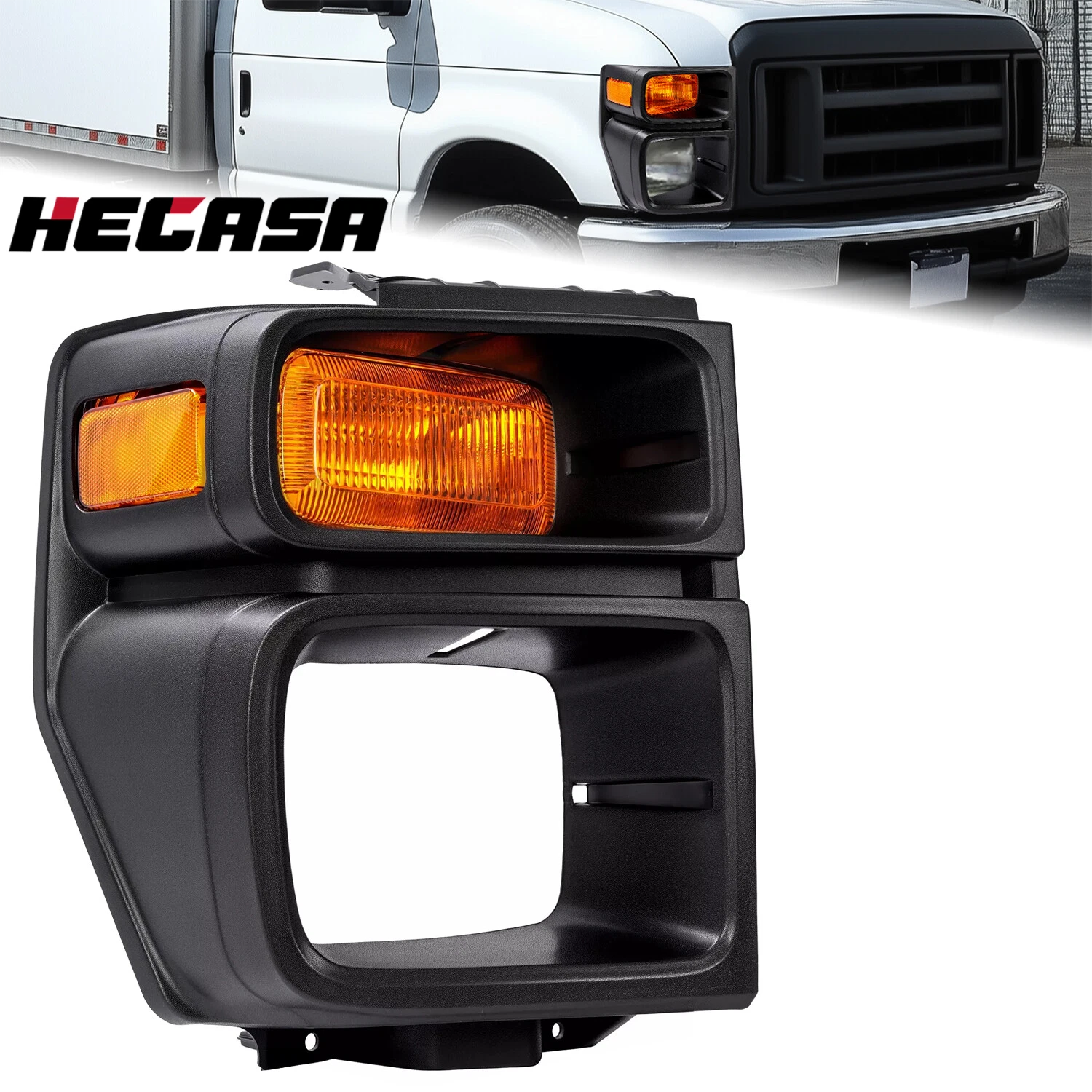 Headlight Trim Bezel with Parking Turn Signal Lamp for Ford E150 E250 (2008–2014)