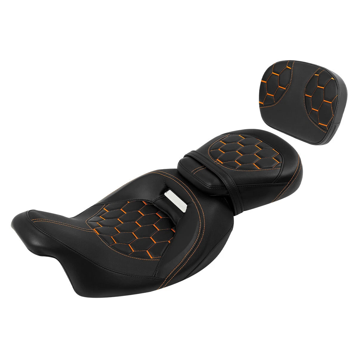 Driver Passenger Seats Backrest for Harley Street Glide (2009–2023) Black Orange