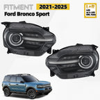 LED Headlight Set for Ford Bronco Sport (2021–2025) w/o LED DRL Halo