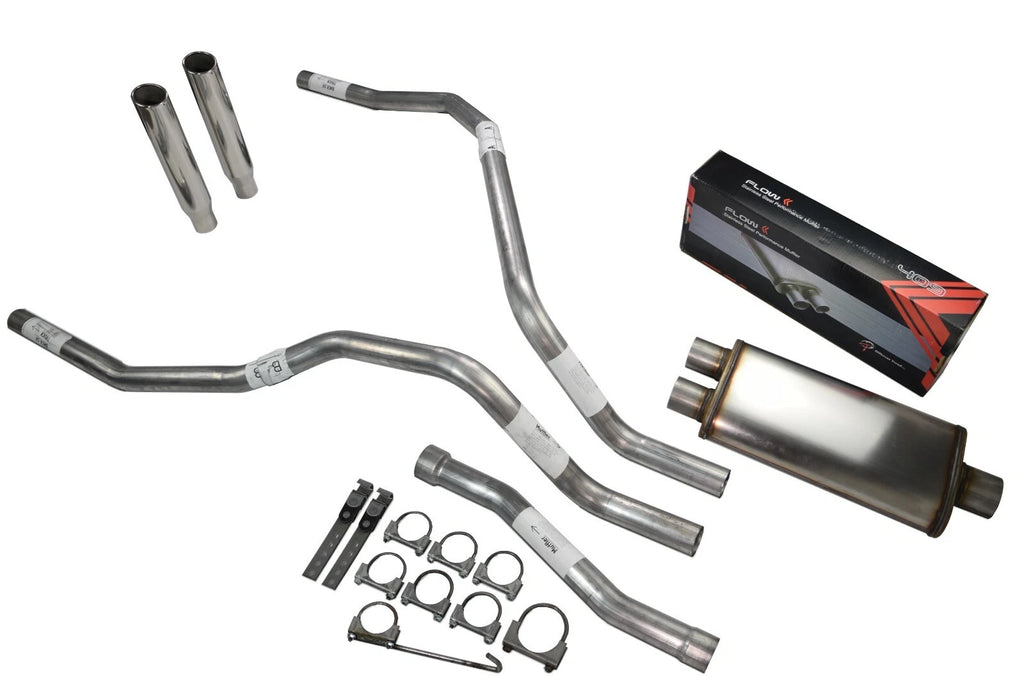 Dual Exhaust 2.5 Inch for Nissan Titan (2004–2006) Flow II Rolled Edge Tip