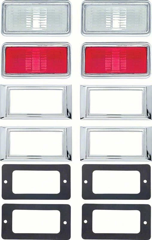 Side Marker Light Lamp Kit Clear Red for 1968 Chevrolet Camaro