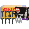 NGK COP Ignition Coil & 8 Ruthenium HX Spark Plugs Kit for Dakota Raider (1997–2004)