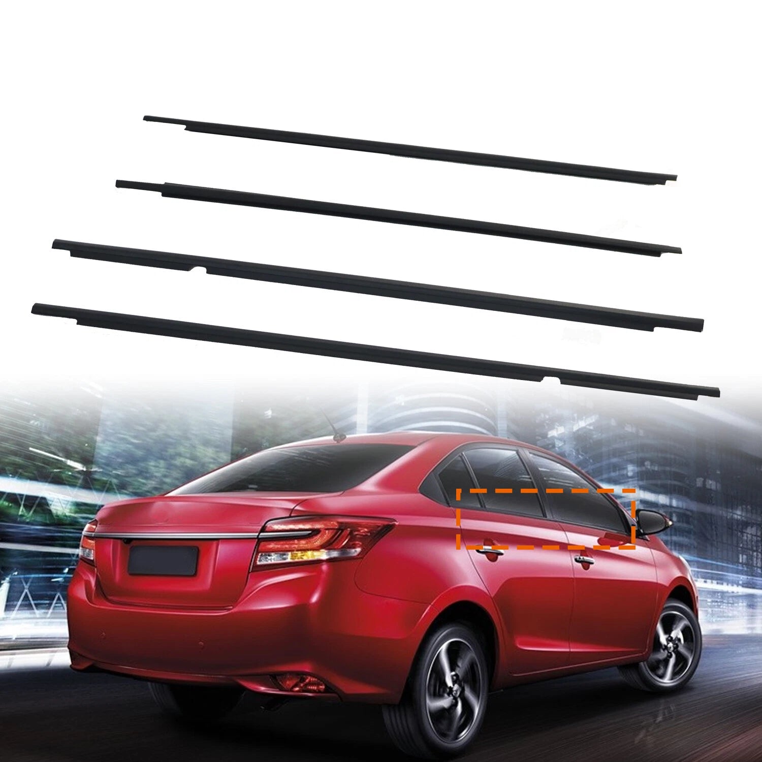 4X Door Belt Weather Strip Molding Seal for Toyota Corolla Sedan (2003–2008)