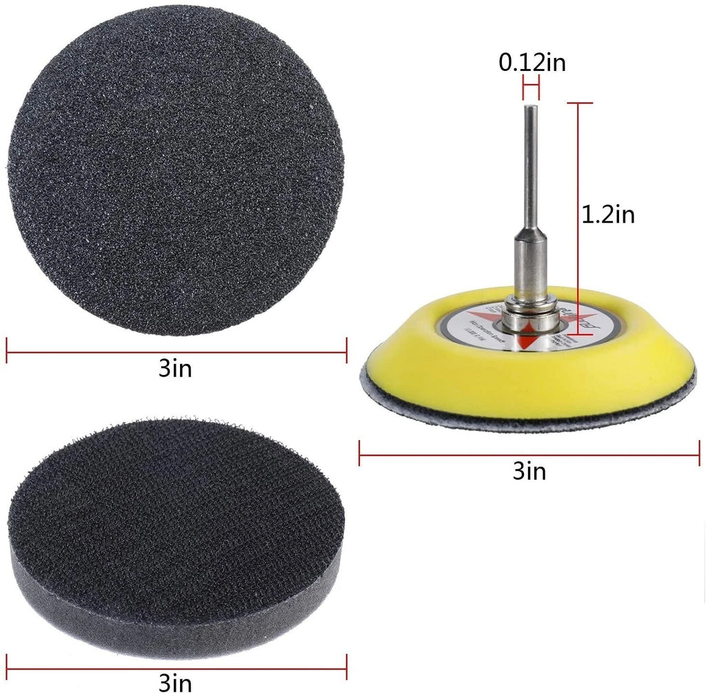 180Pcs 3 Inch Sanding Disc Sandpaper Set with Backing Pad & Buffering Pad